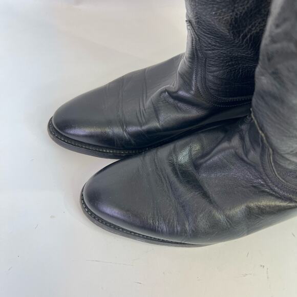 Lucchese 2000 Black Western Cowboy Boots Mens Size 8.5 Round Toe Vintage T008202 - Picture 11 of 11